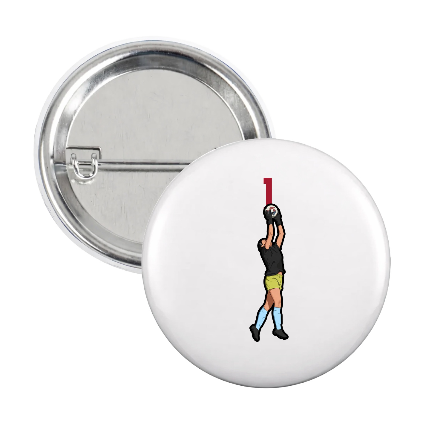 Game Day Button — Number Top in White