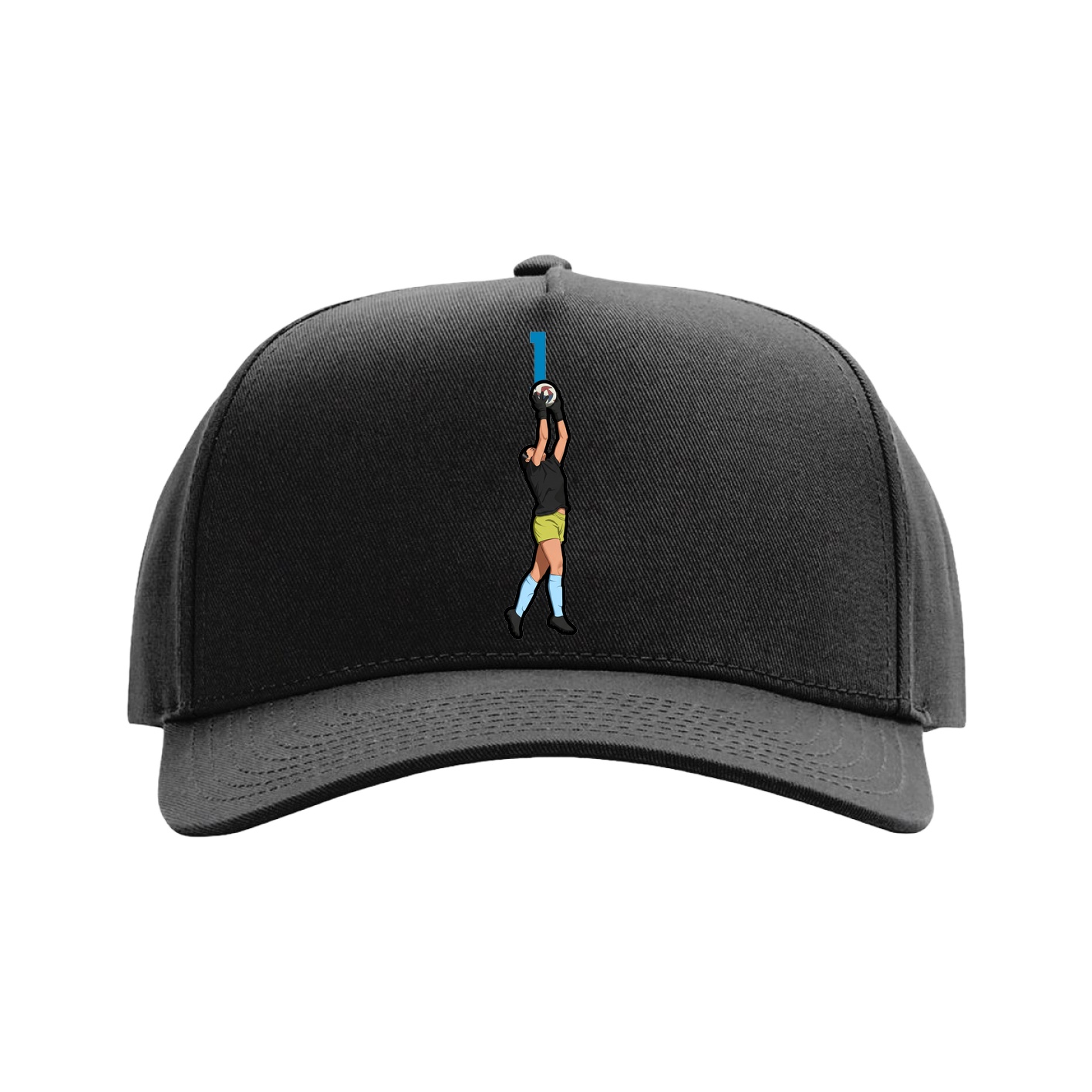 Full Fabric Five-Panel Champ Cap — Number Top in Black