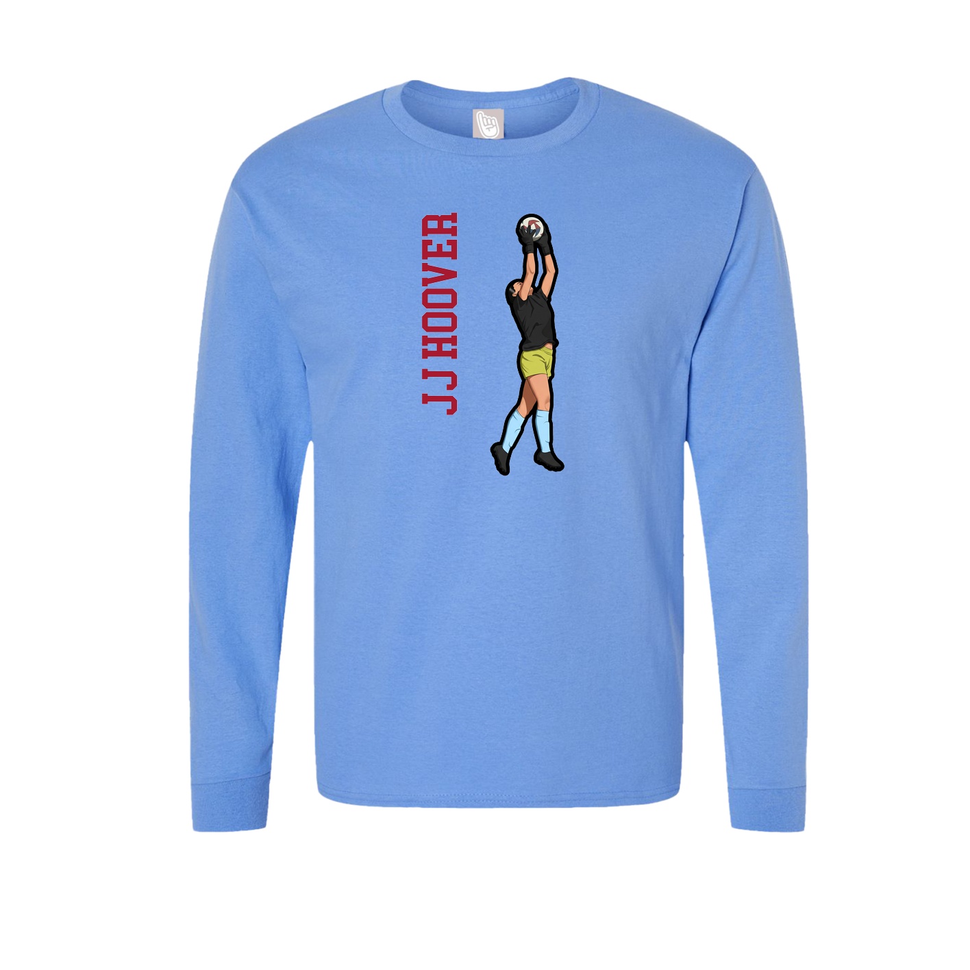 Long Sleeve Tee — Name Vertical in Powder Blue