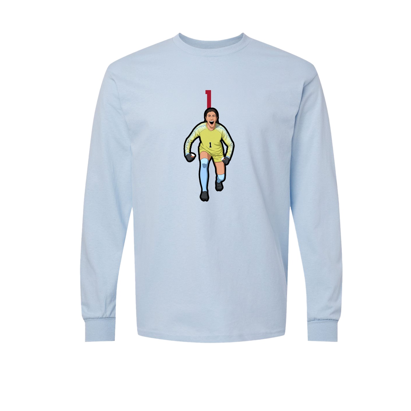 Long Sleeve Tee — Number Top in Light Blue