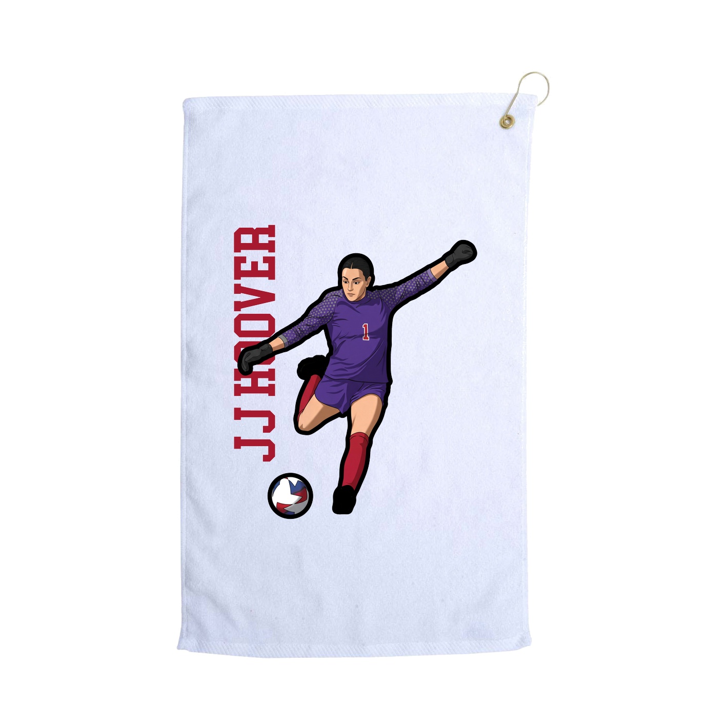 Golf Towel — Name Vertical in White