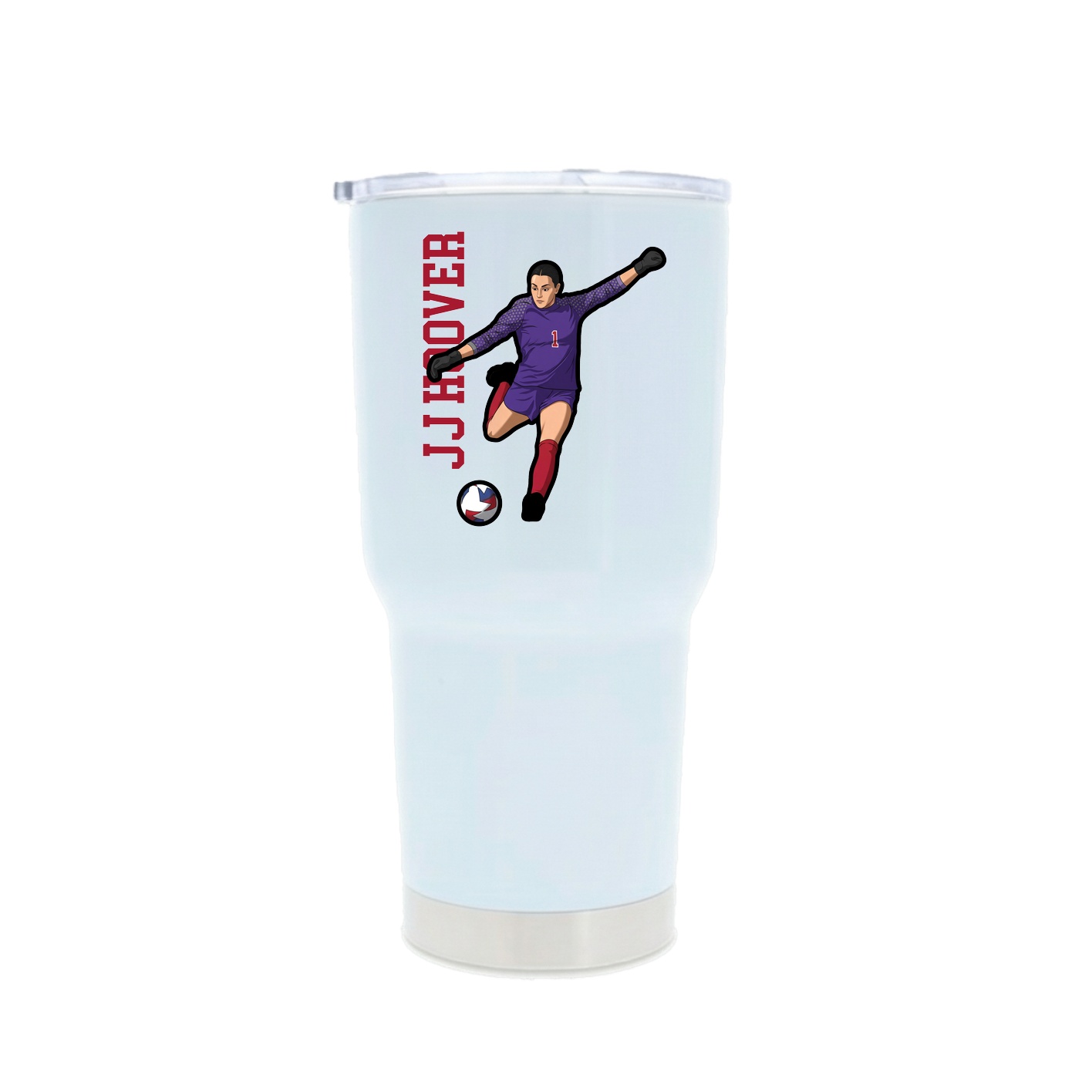 30oz Stainless Steel Tumbler — Name Vertical in White