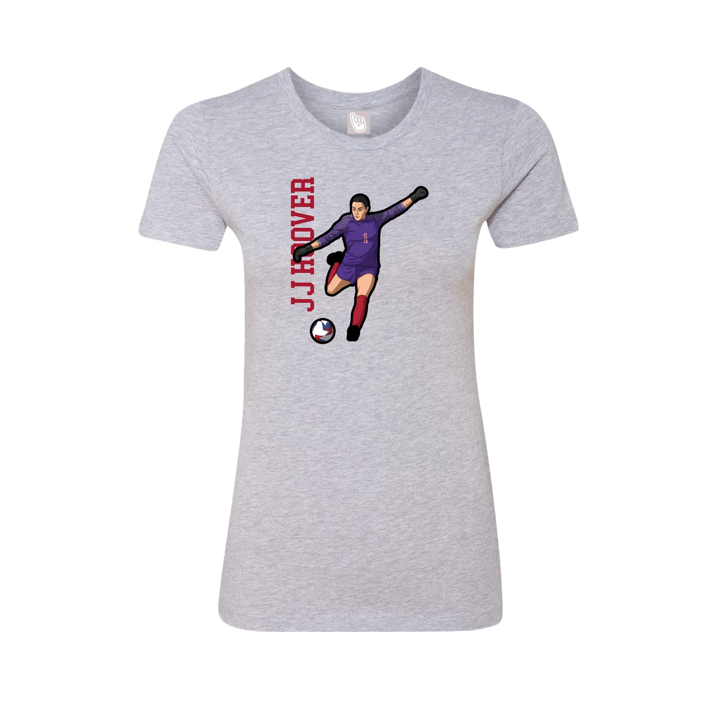 Fitted Women's Tee — Name Vertical in Grey