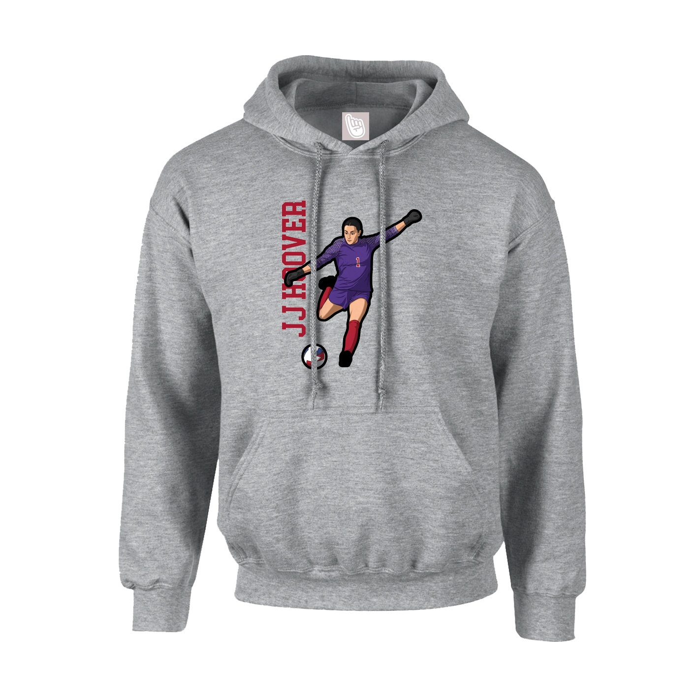 Hoodie — Name Vertical in Grey