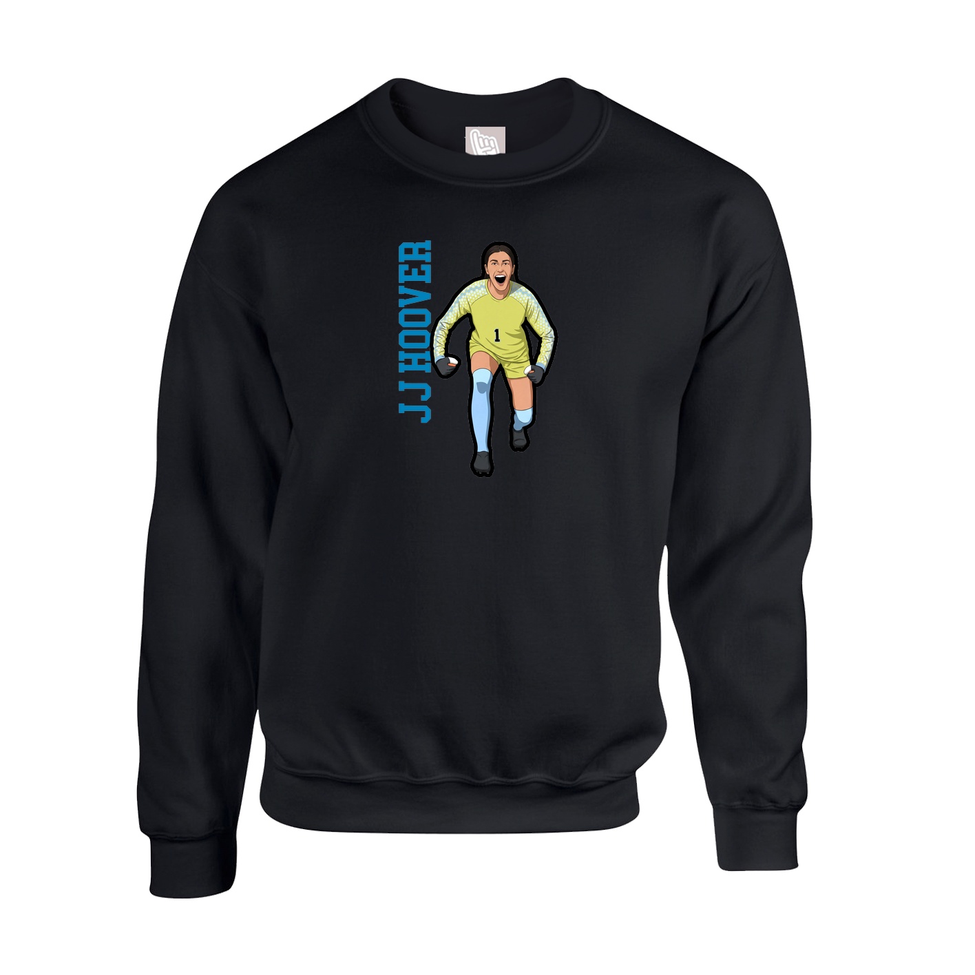 Fleece Crew — Name Vertical in Black