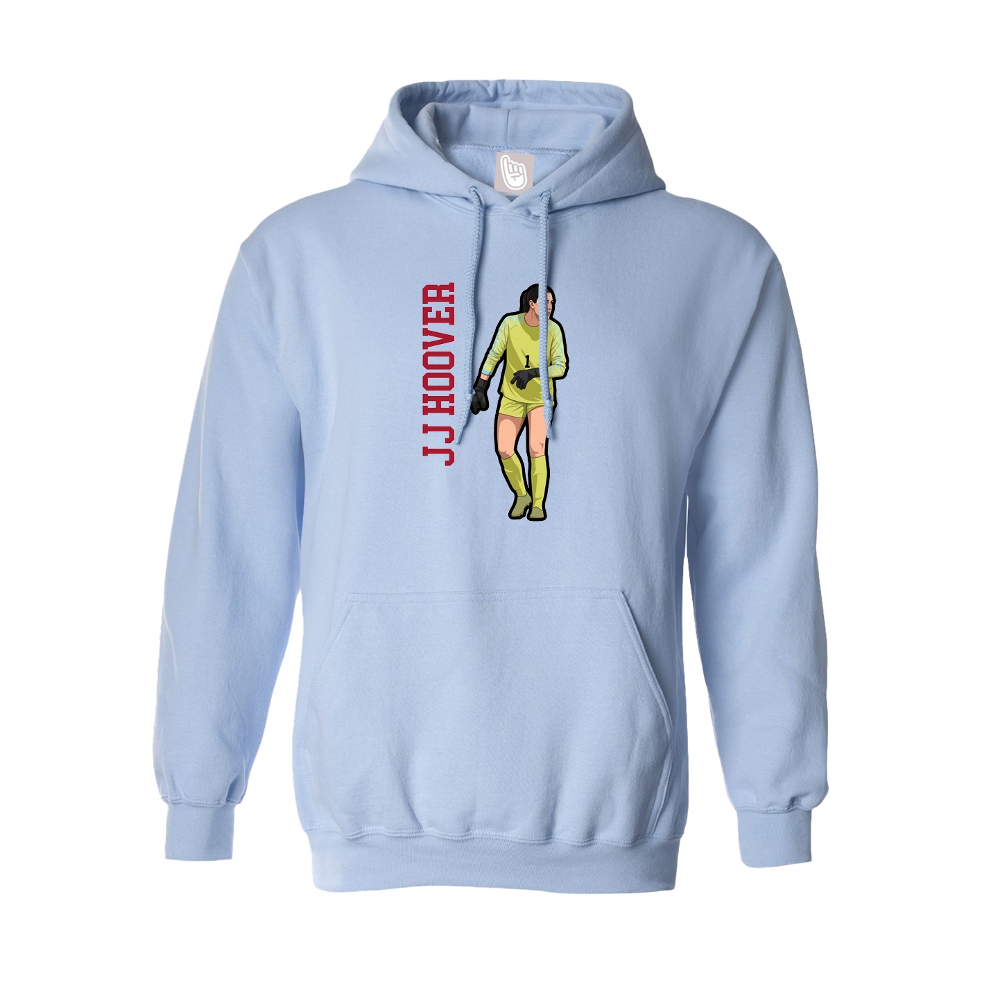 Hoodie — Name Vertical in Light Blue