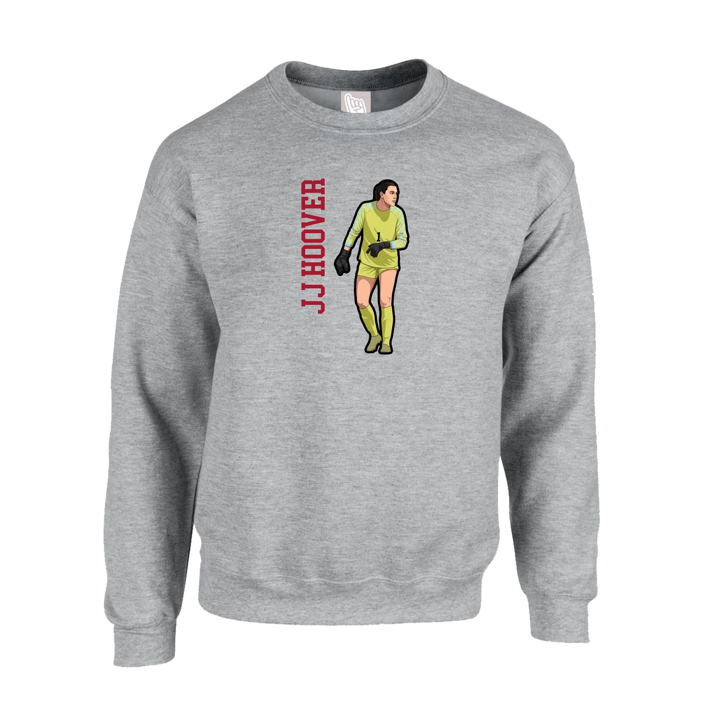 Fleece Crew — Name Vertical in Grey