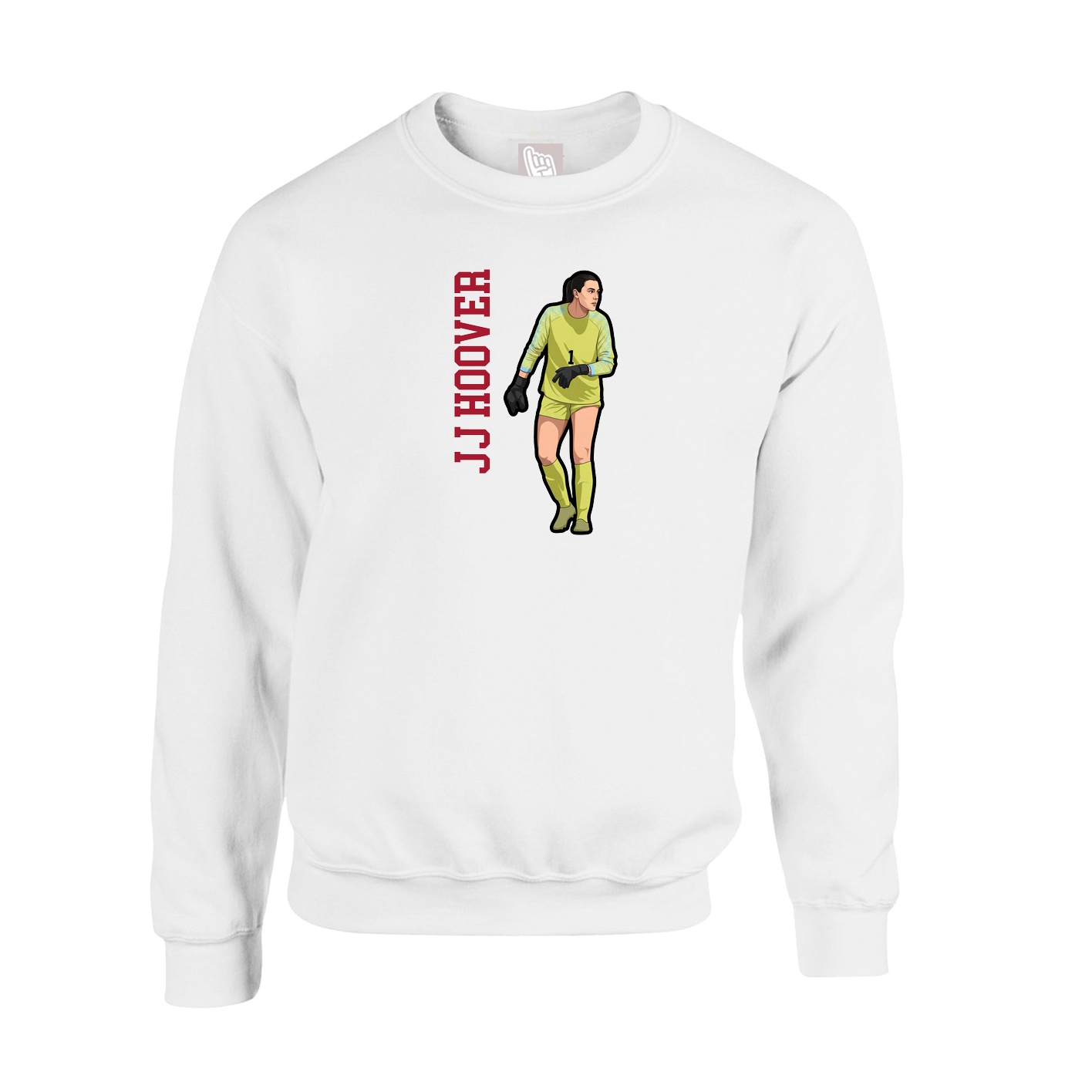 Fleece Crew — Name Vertical in White