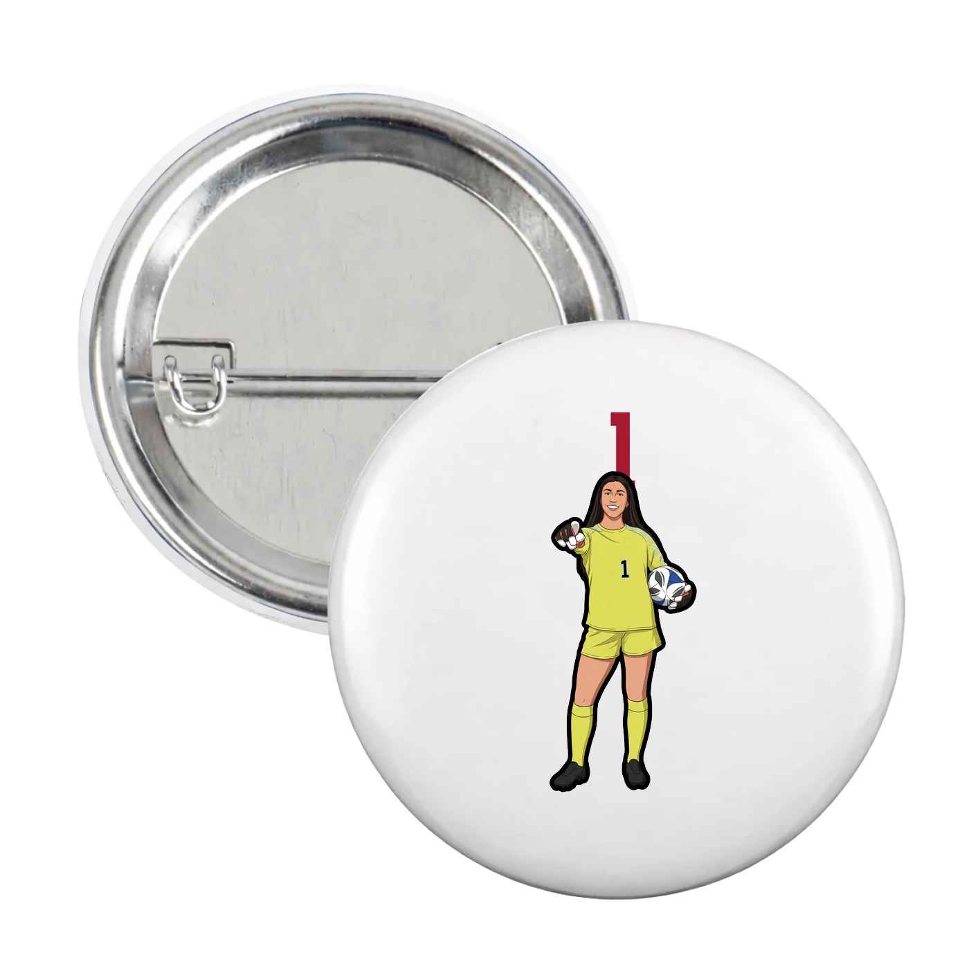 Game Day Button — Number Top in White