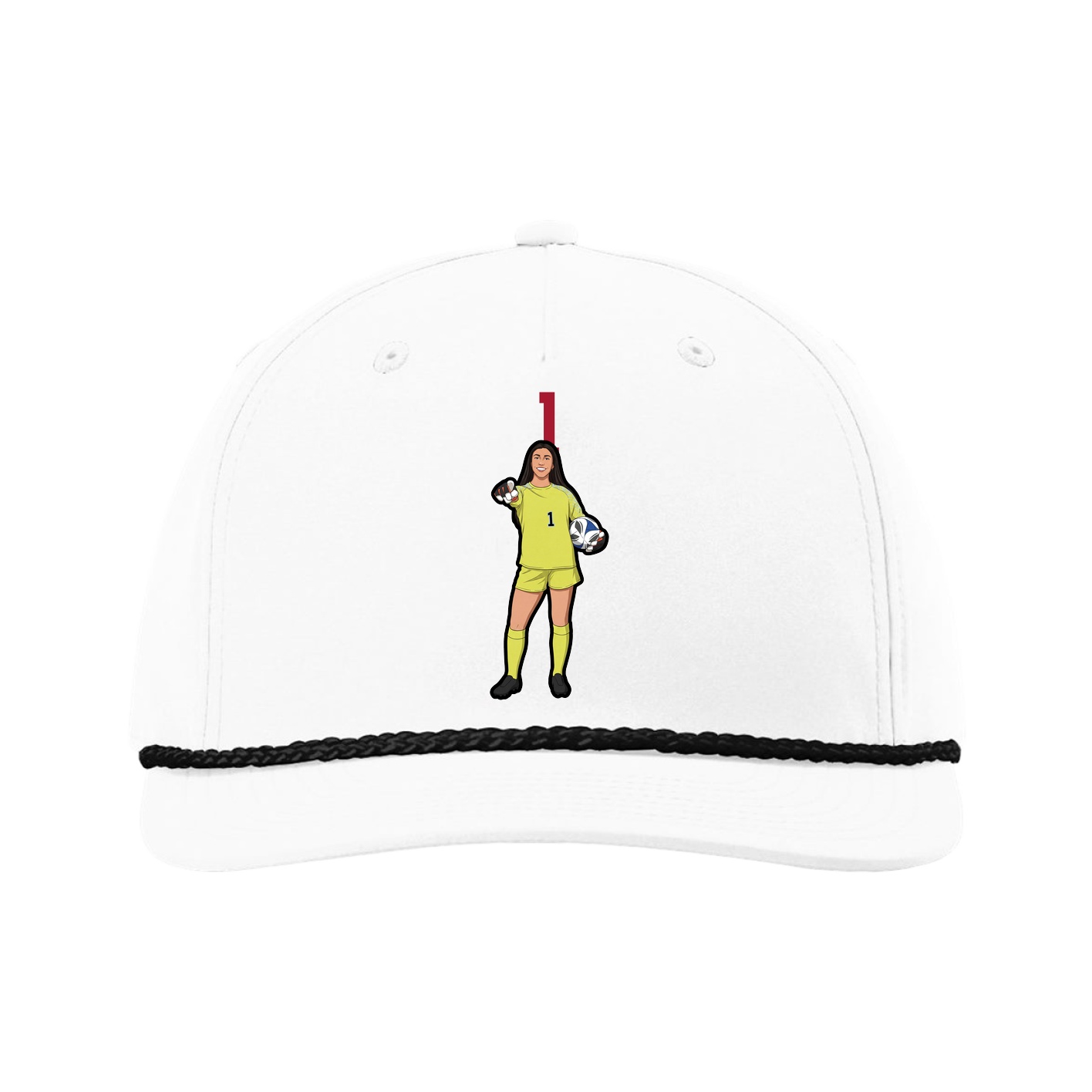 Five-Panel Classic Rope Cap — Number Top in White