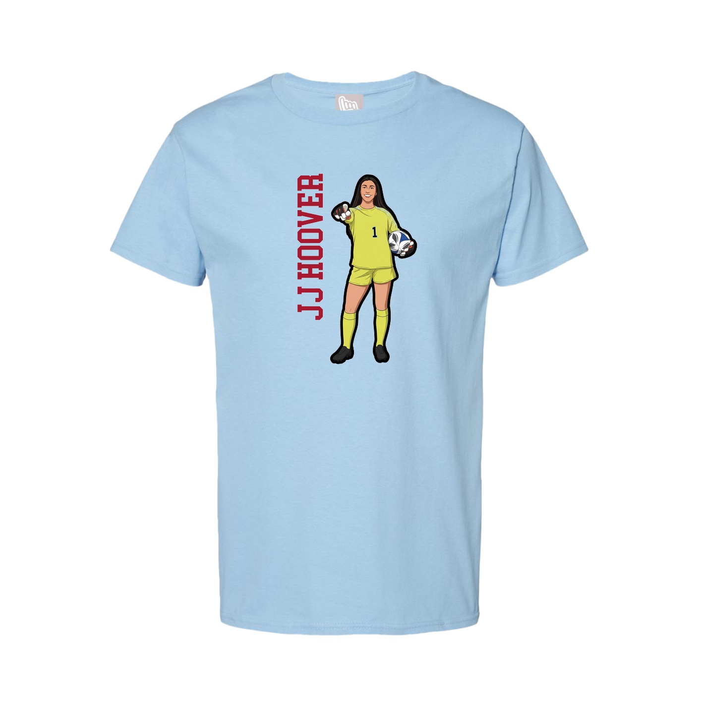 Youth Tee — Name Vertical in Light Blue