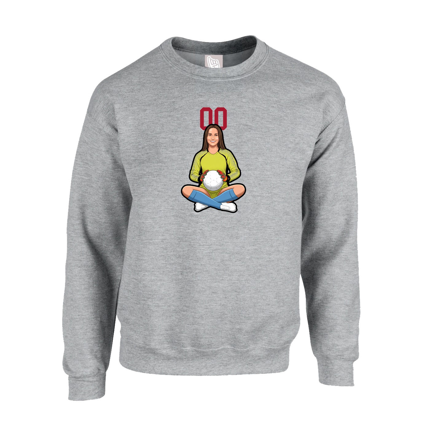 Fleece Crew — Number Top in Grey