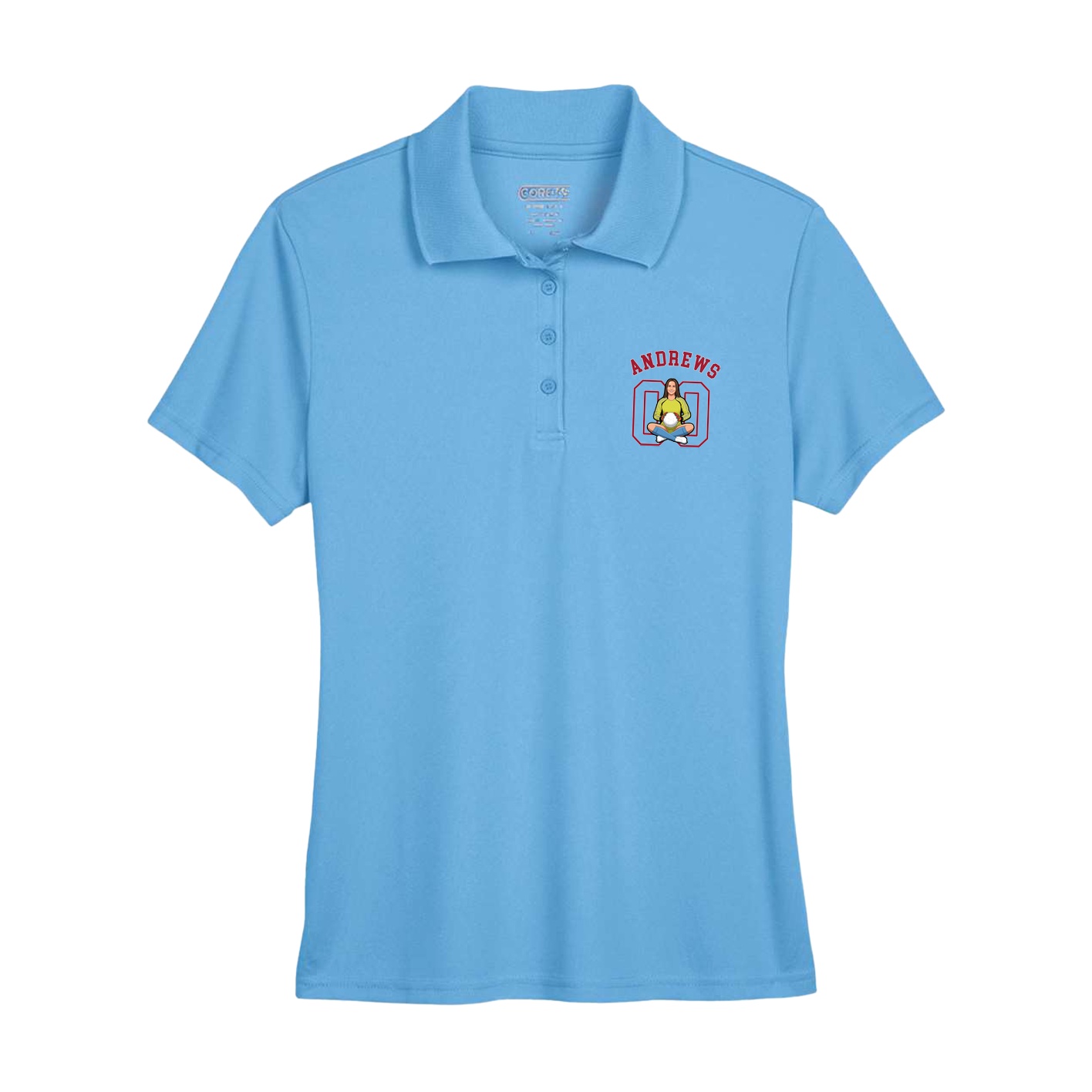 Womens Performance Polo — Shirsey Arch in Powder Blue