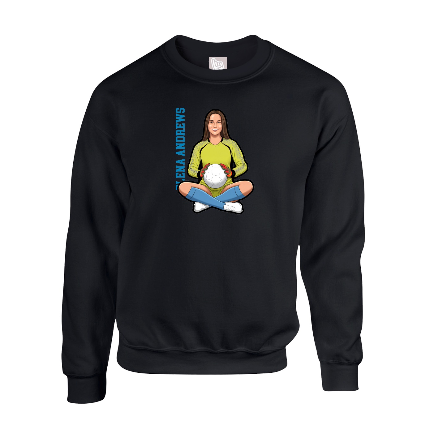 Fleece Crew — Name Vertical in Black
