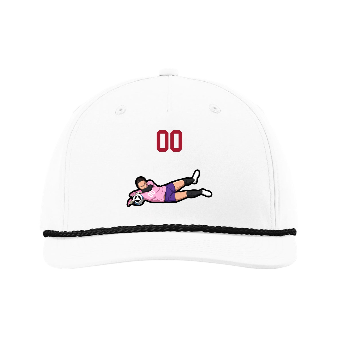 Five-Panel Classic Rope Cap — Number Top in White