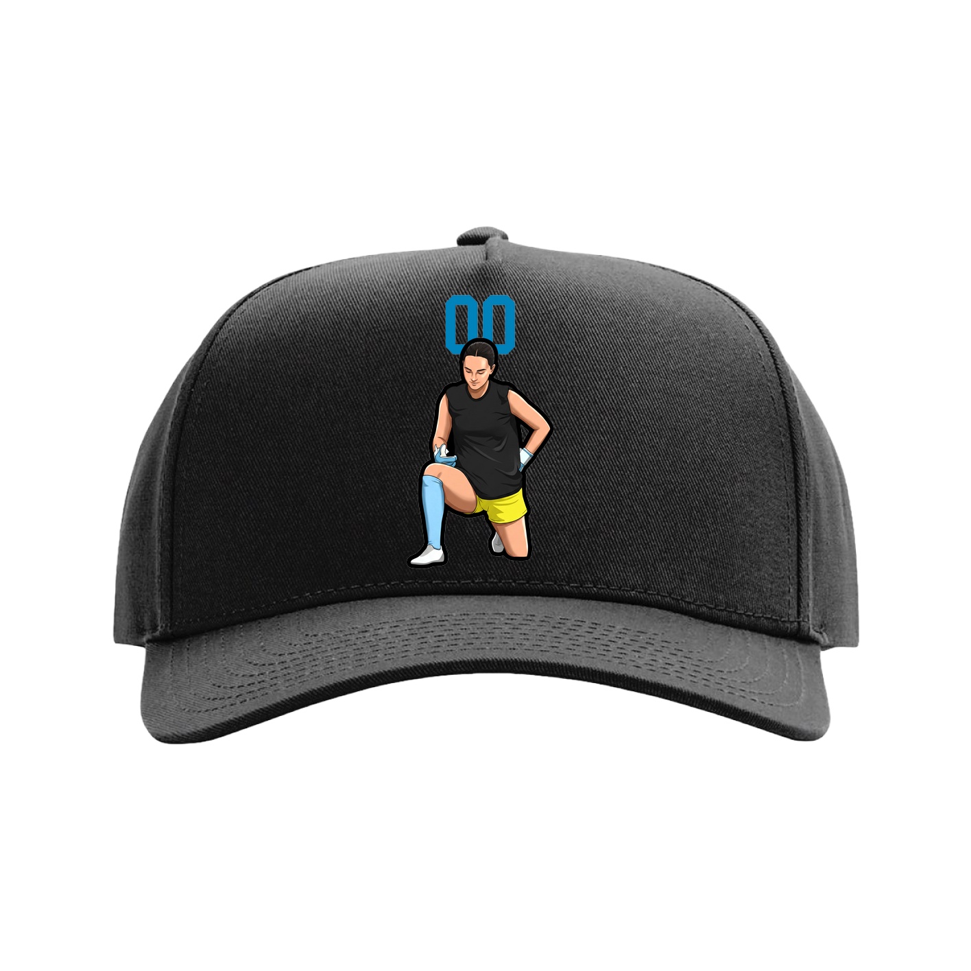 Full Fabric Five-Panel Champ Cap — Number Top in Black