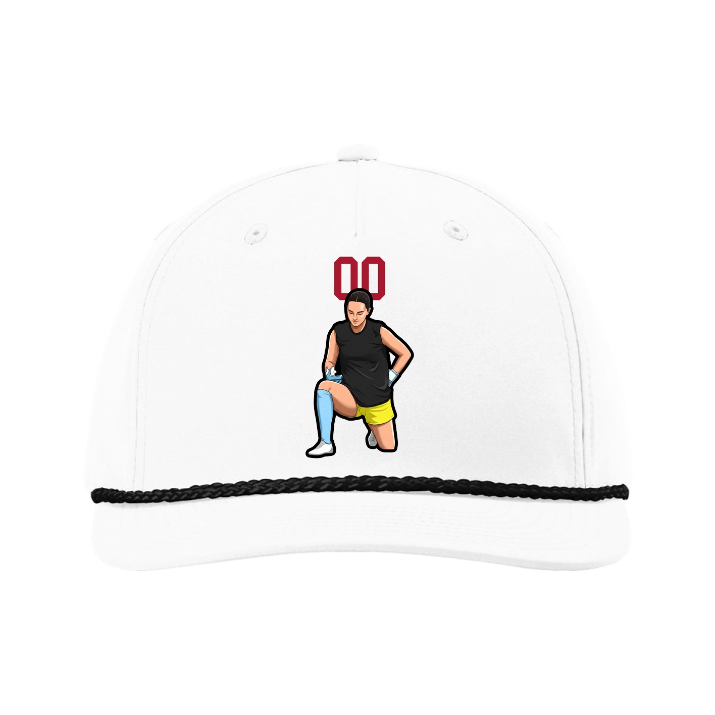 Five-Panel Classic Rope Cap — Number Top in White