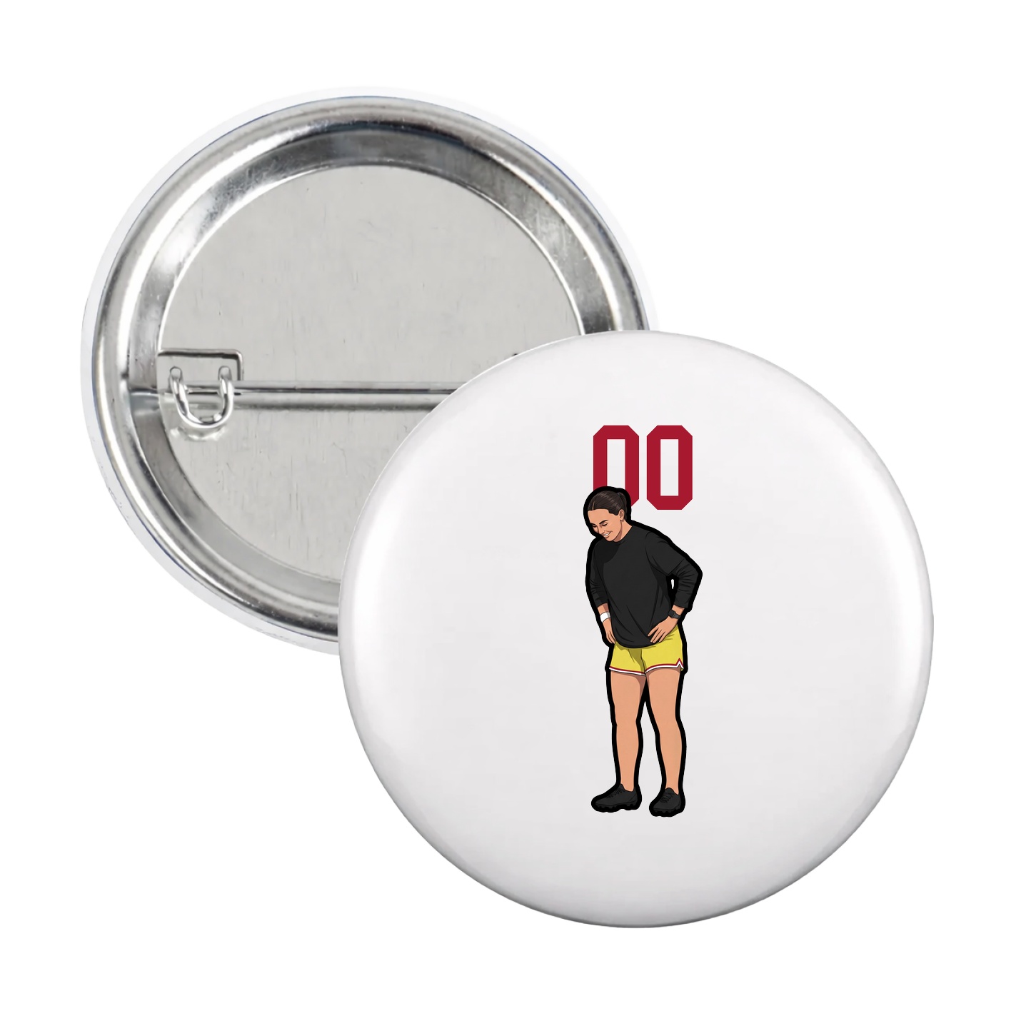 Game Day Button — Number Top in White
