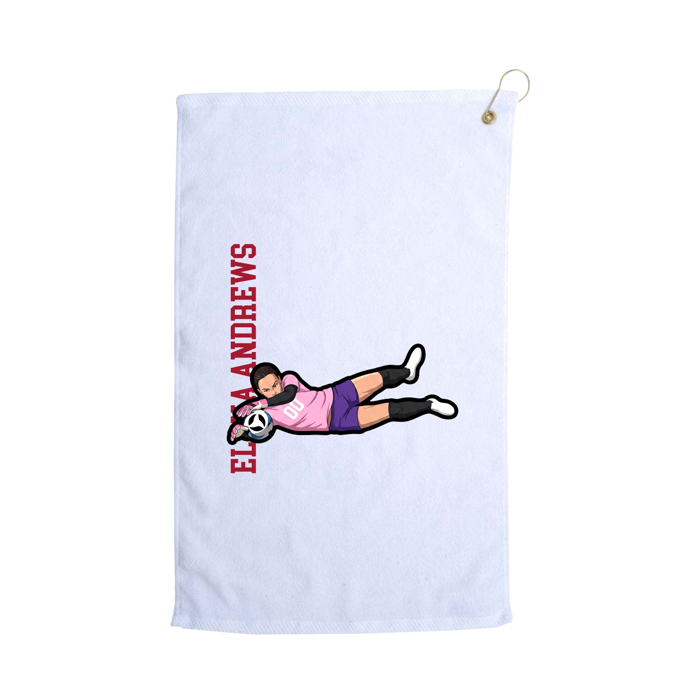 Golf Towel — Name Vertical in White