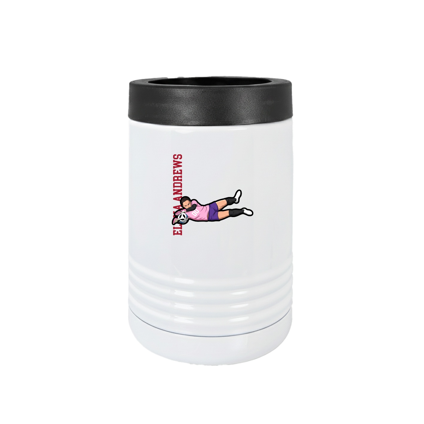 Beverage Holder — Name Vertical in White