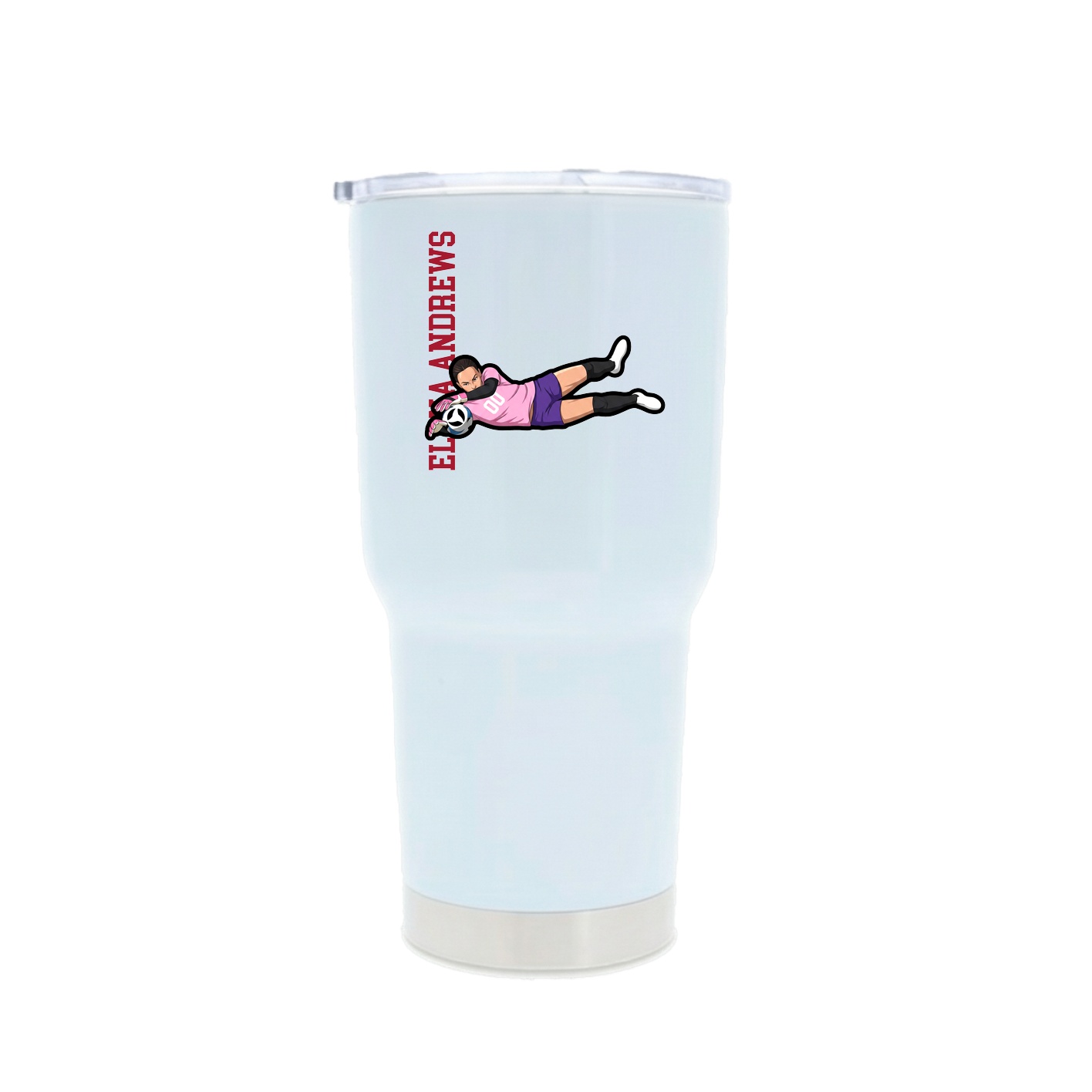 30oz Stainless Steel Tumbler — Name Vertical in White