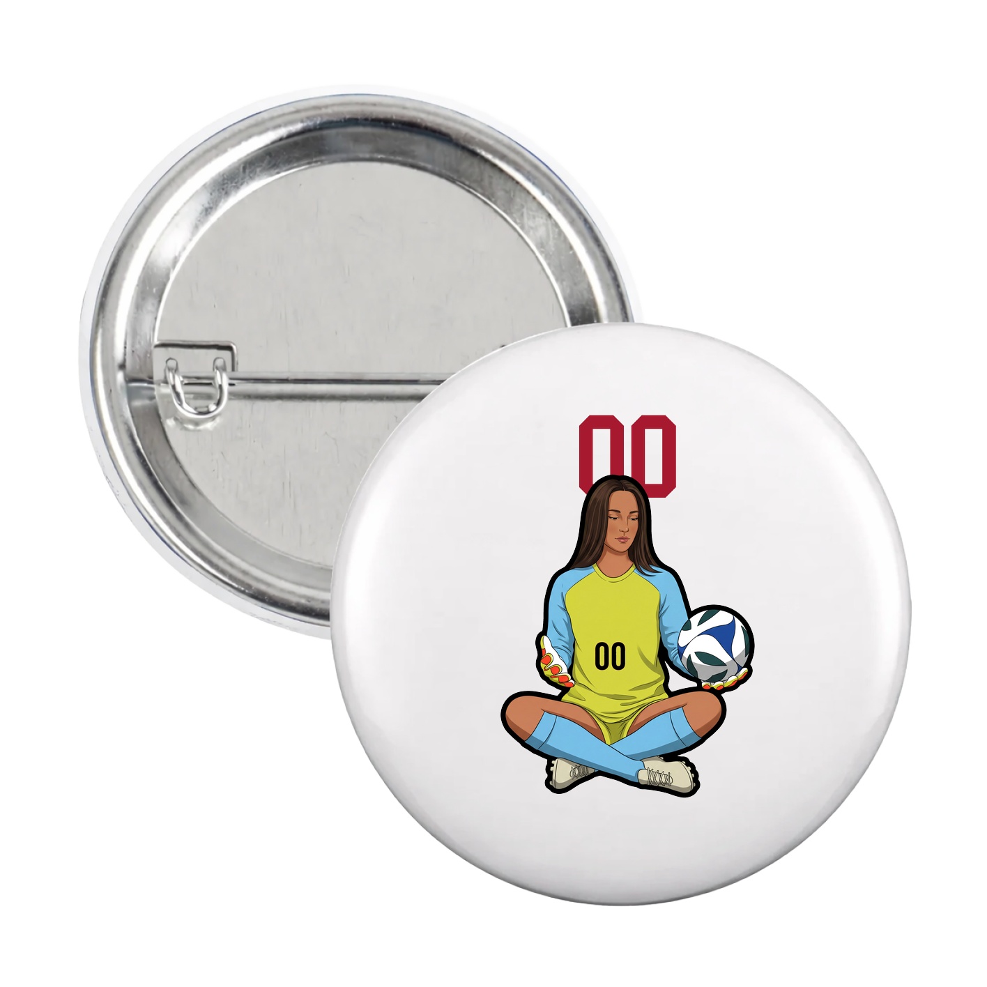 Game Day Button — Number Top in White