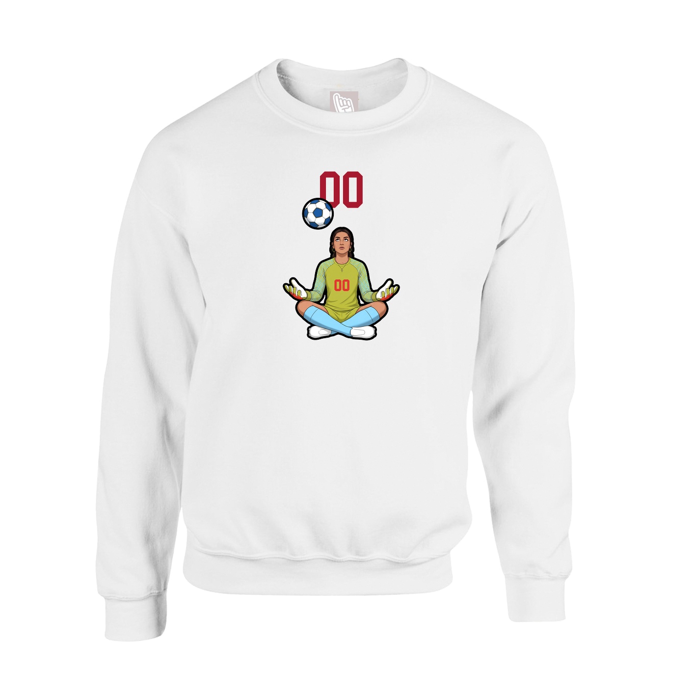 Fleece Crew — Number Top in White