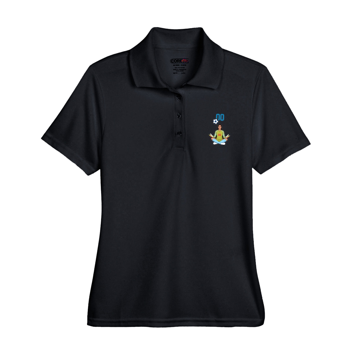 Womens Performance Polo — Number Top in Black