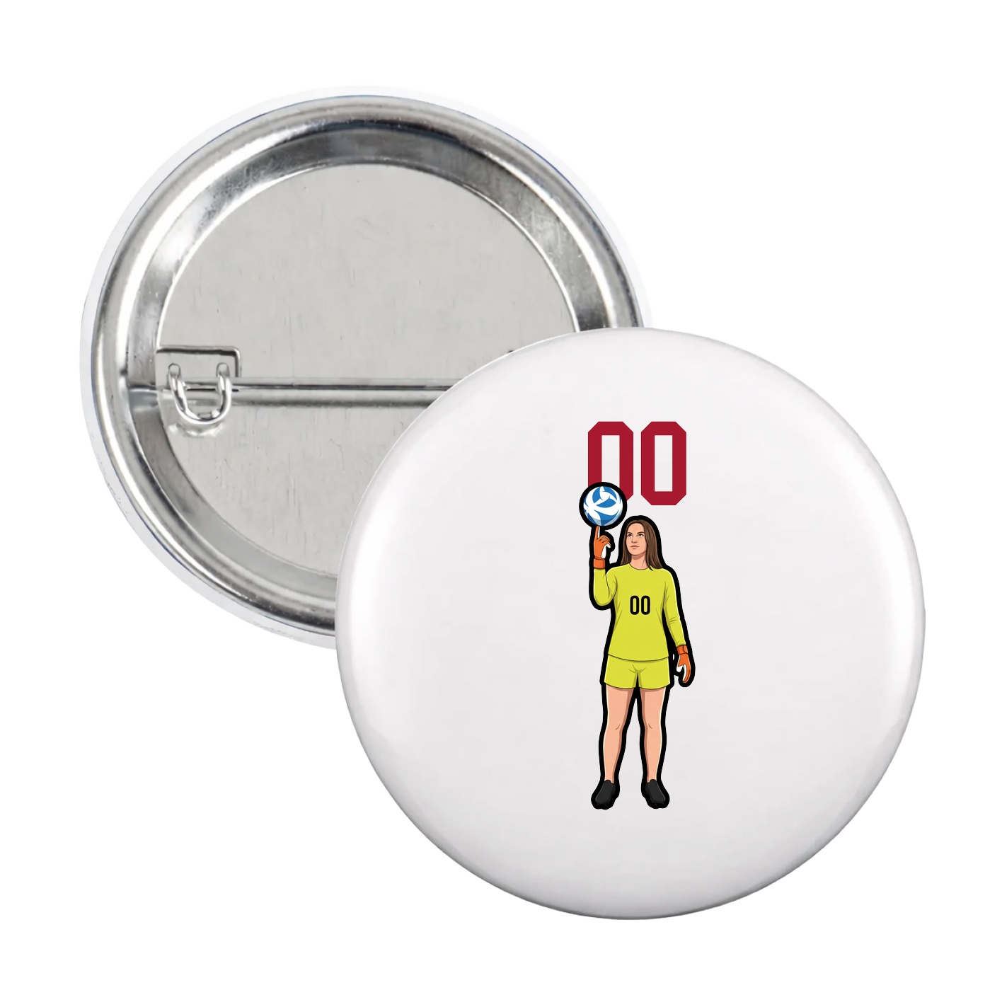 Game Day Button — Number Top in White