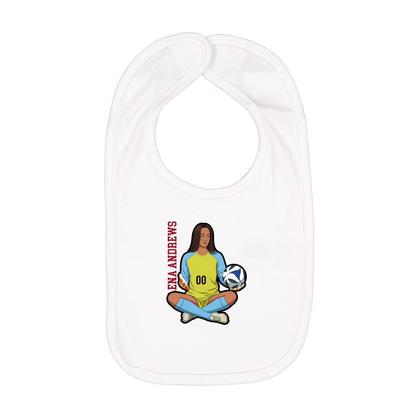 Infant Bib — Name Vertical in White