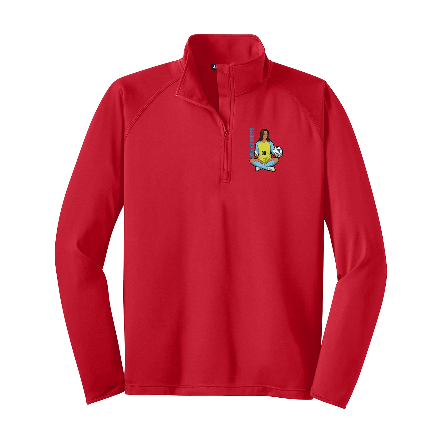Q-Zip Pullover — Name Vertical in Red
