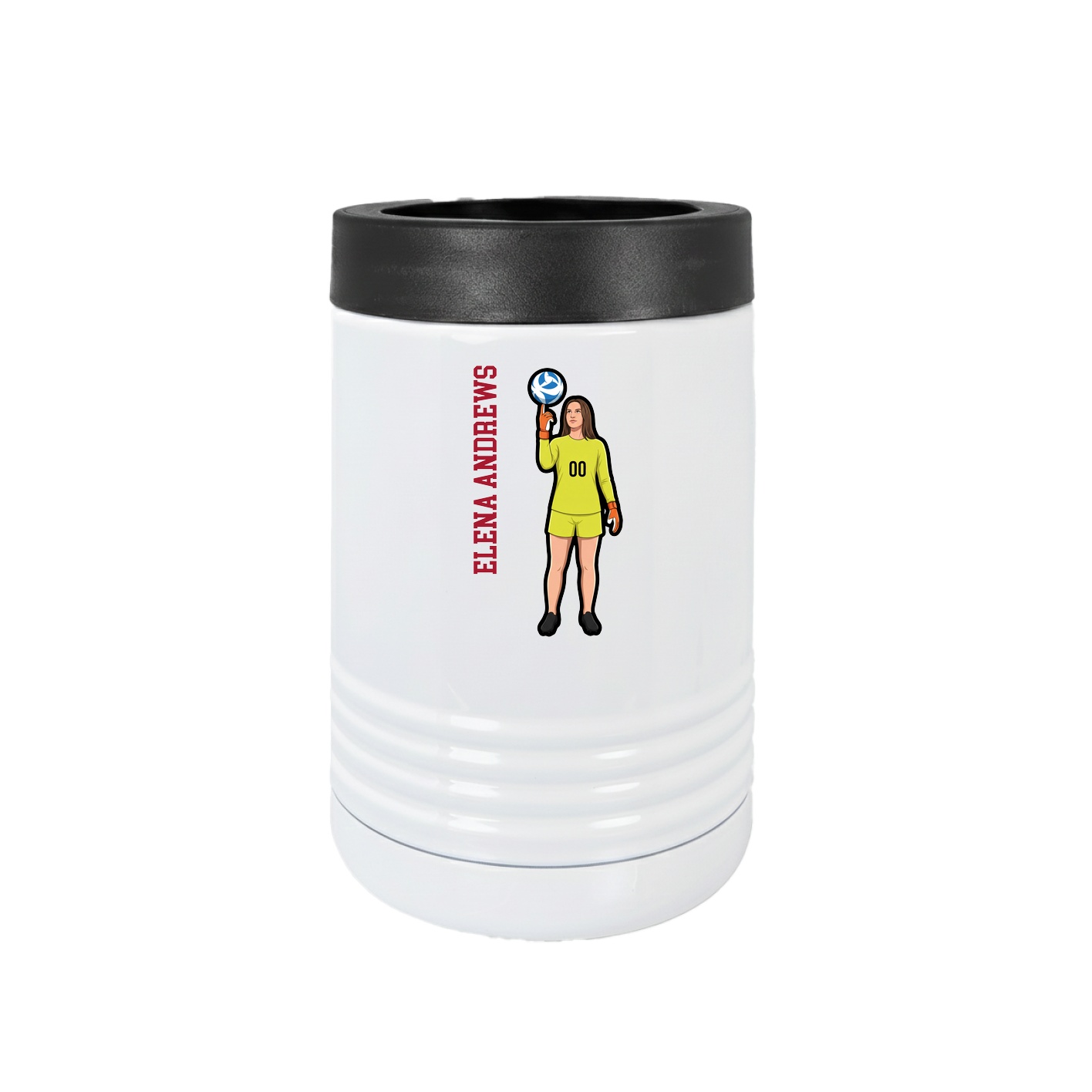 Beverage Holder — Name Vertical in White