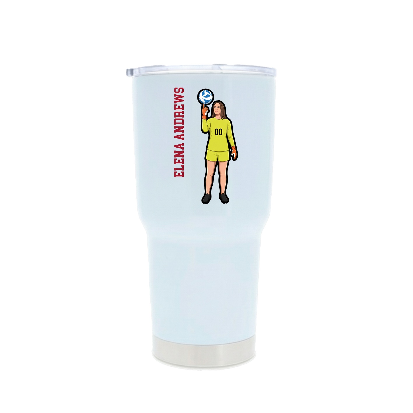 30oz Stainless Steel Tumbler — Name Vertical in White