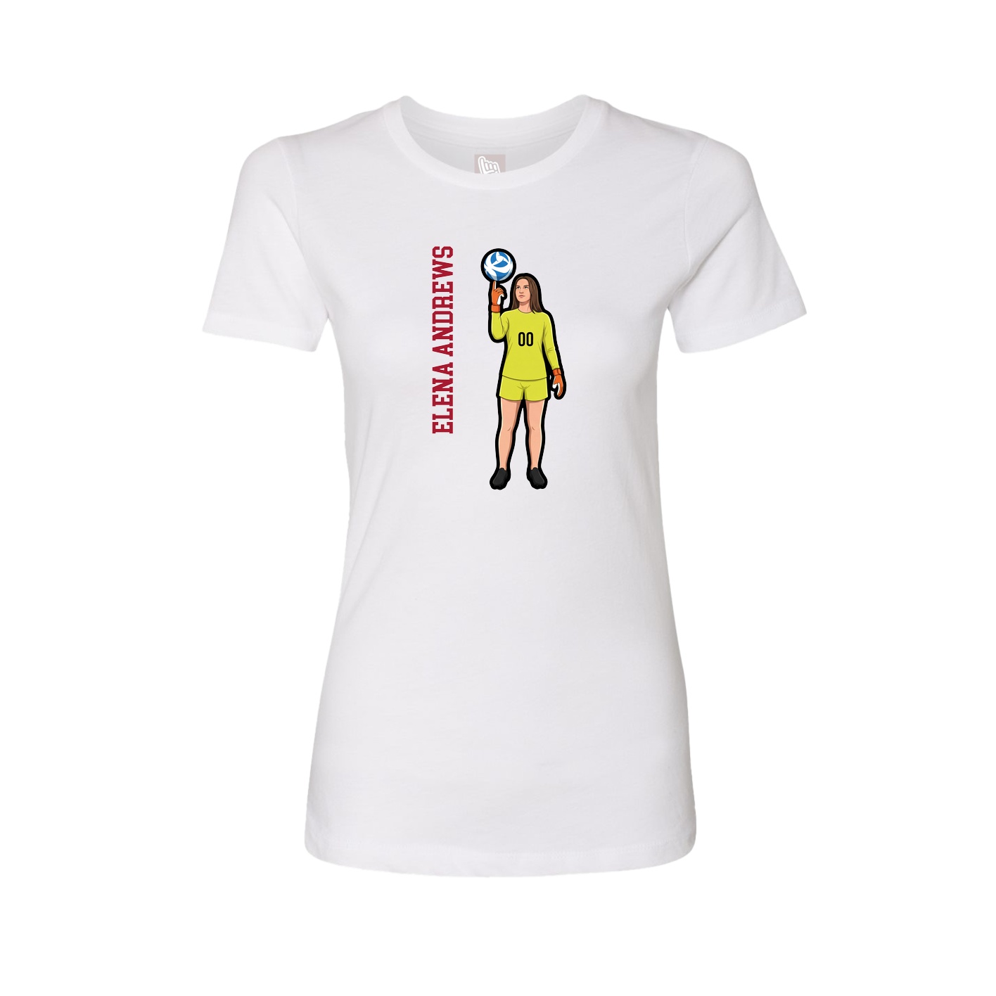 Womens Tee — Name Vertical in White
