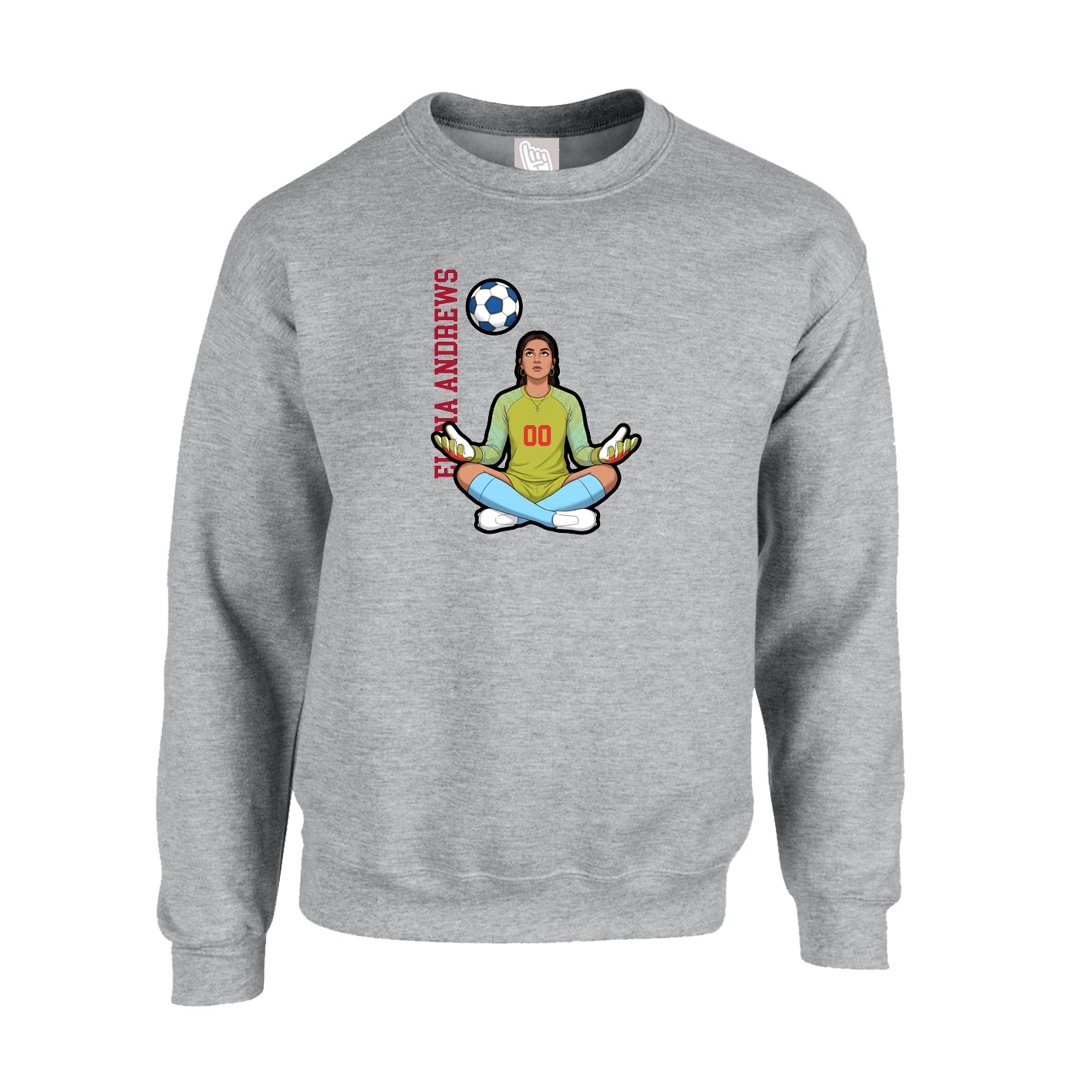 Fleece Crew — Name Vertical in Grey