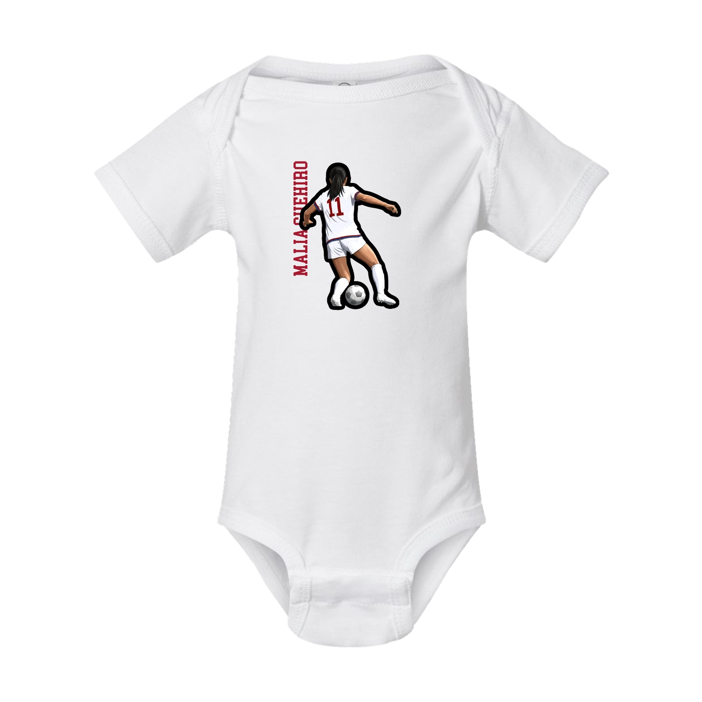 Baby Onesie — Name Vertical in White