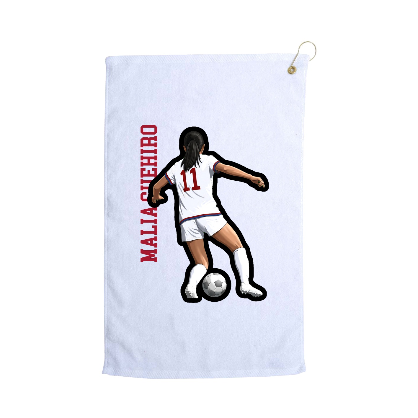 Golf Towel — Name Vertical in White