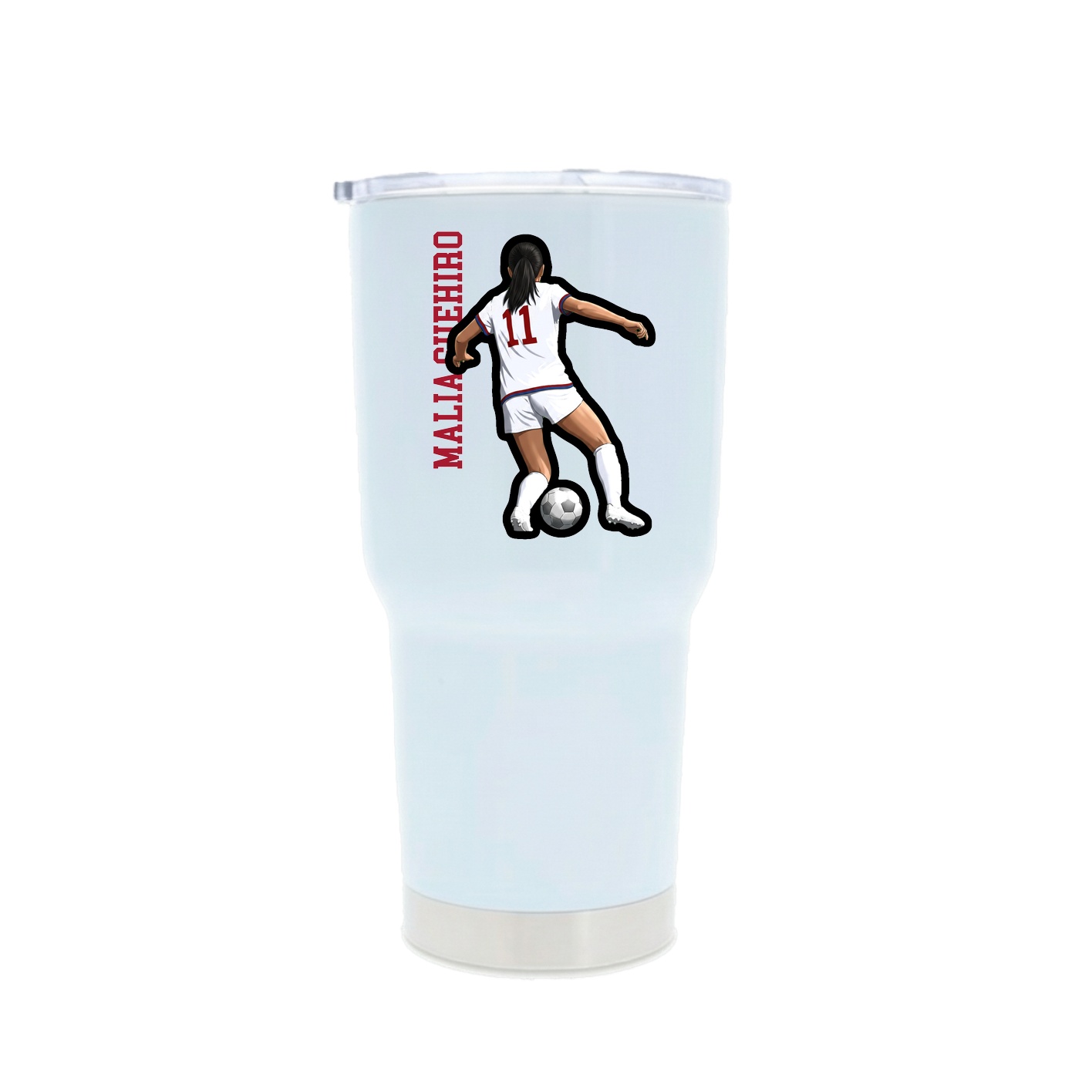 30oz Stainless Steel Tumbler — Name Vertical in White