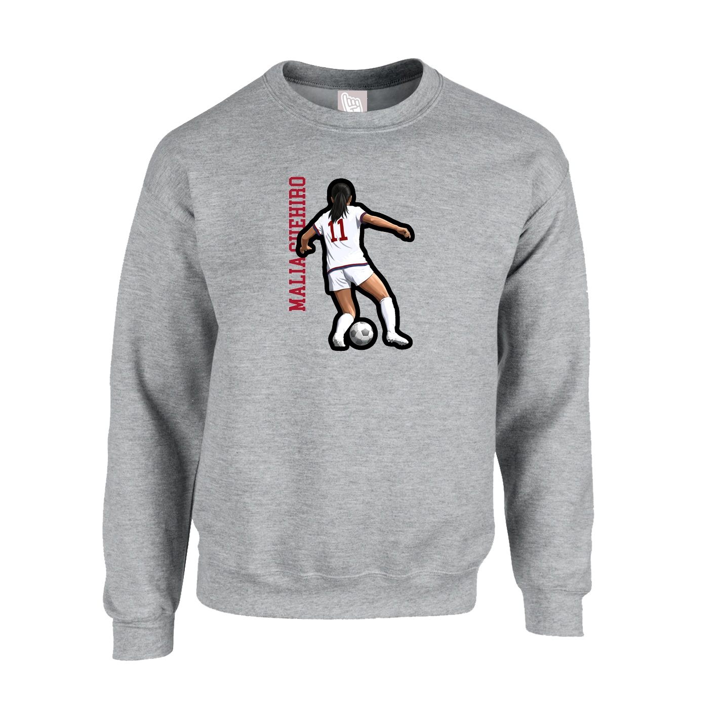 Fleece Crew — Name Vertical in Grey