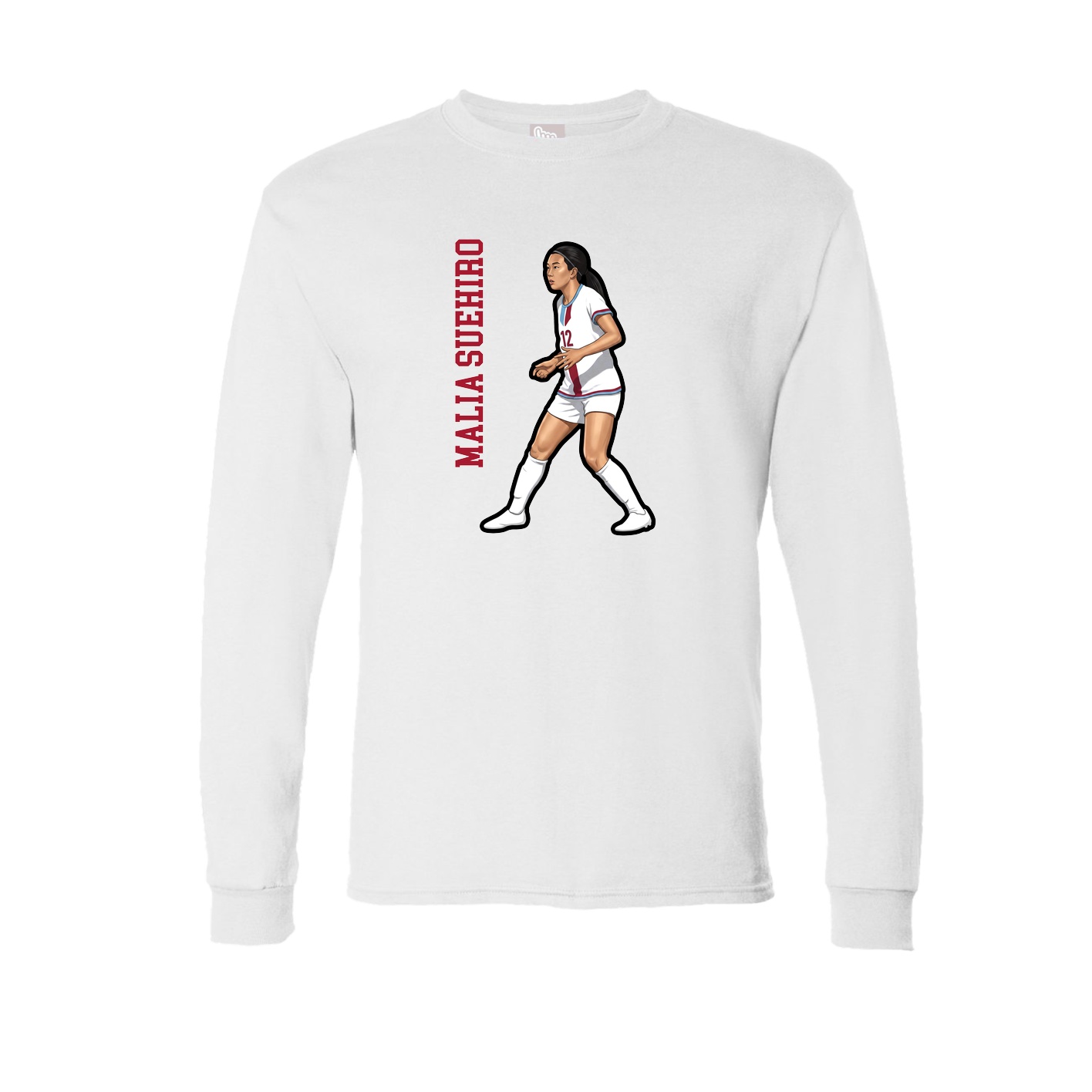 Long Sleeve Tee — Name Vertical in White