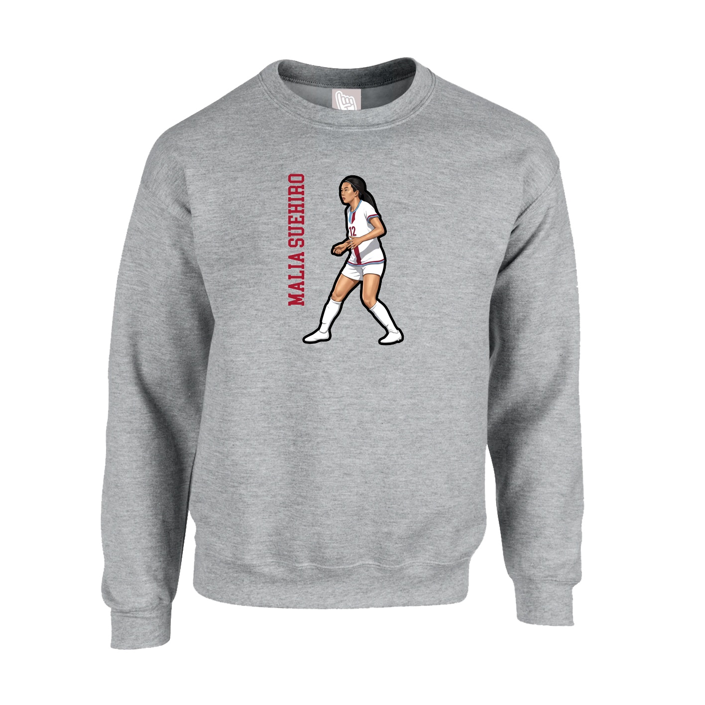 Fleece Crew — Name Vertical in Grey