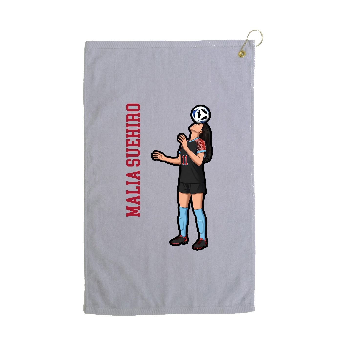 Golf Towel — Name Vertical in Grey