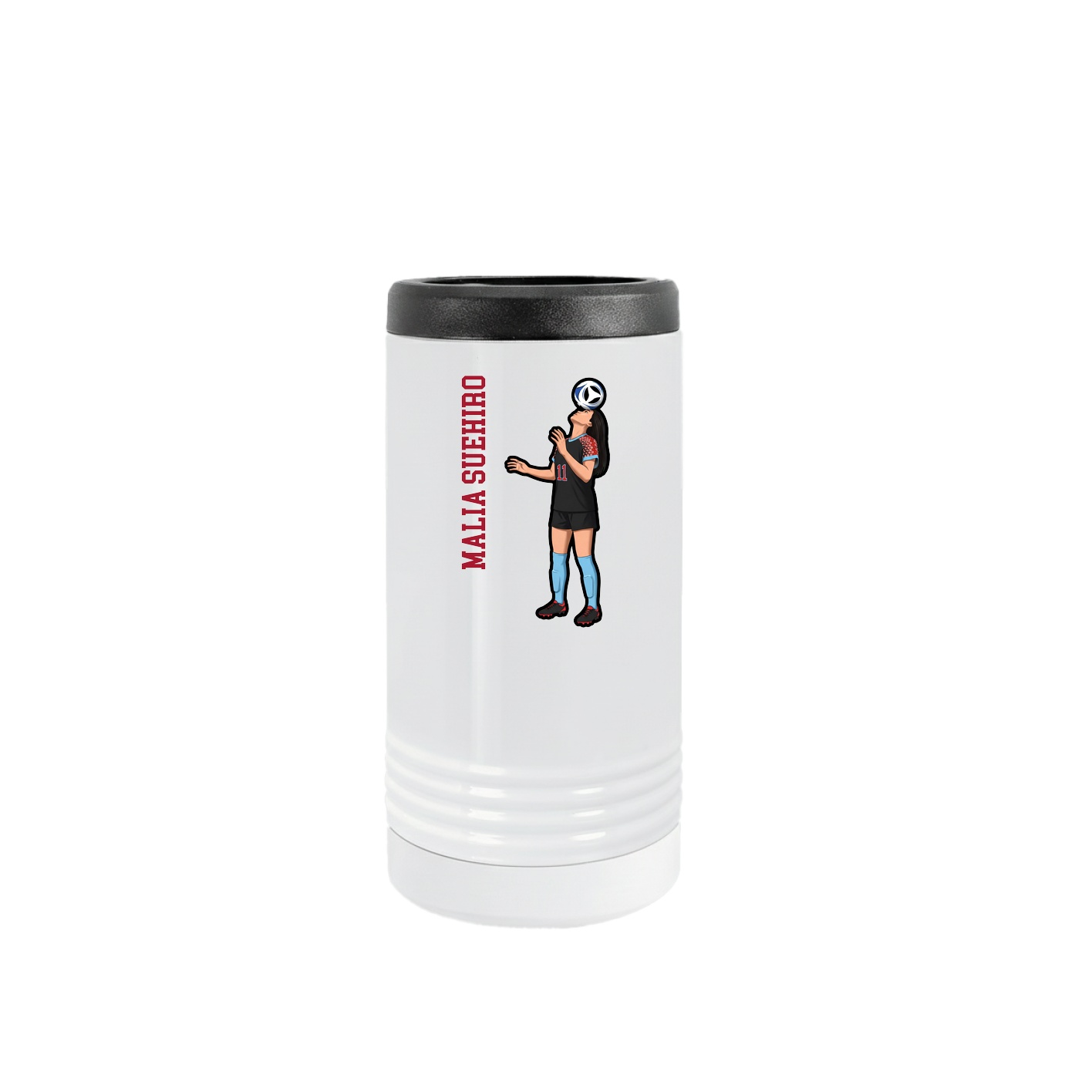 Slim Beverage Holder — Name Vertical in White