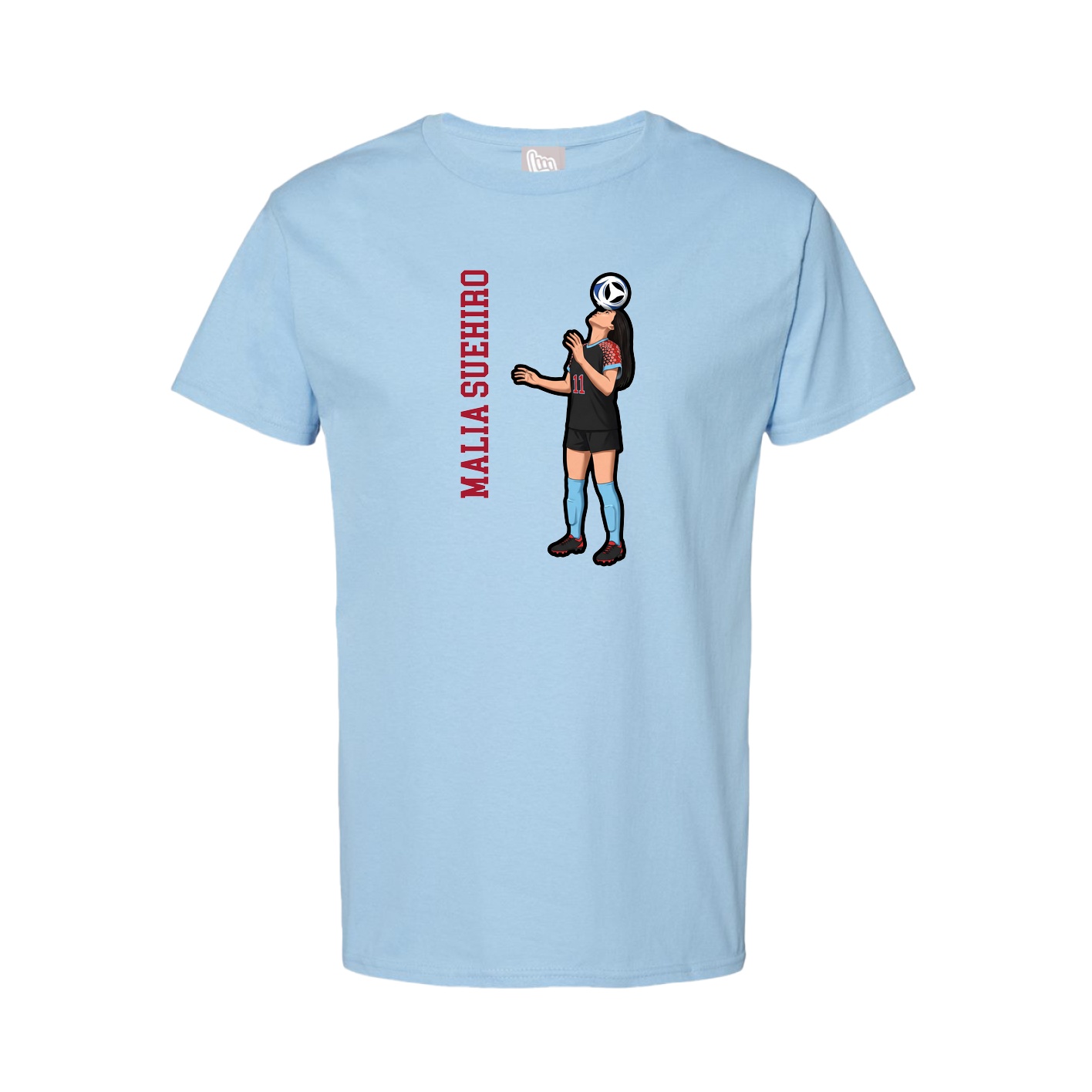 Tee — Name Vertical in Light Blue