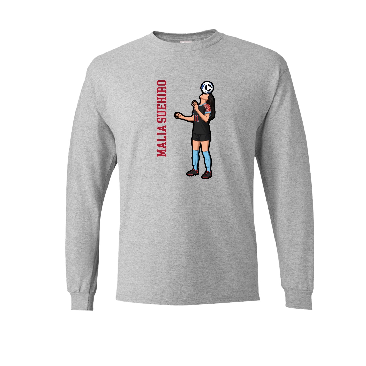 Long Sleeve Tee — Name Vertical in Grey