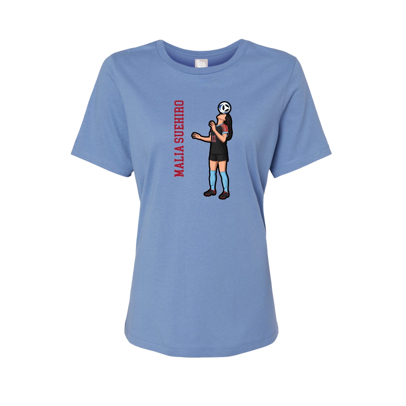 Womens Tee — Name Vertical in Powder Blue