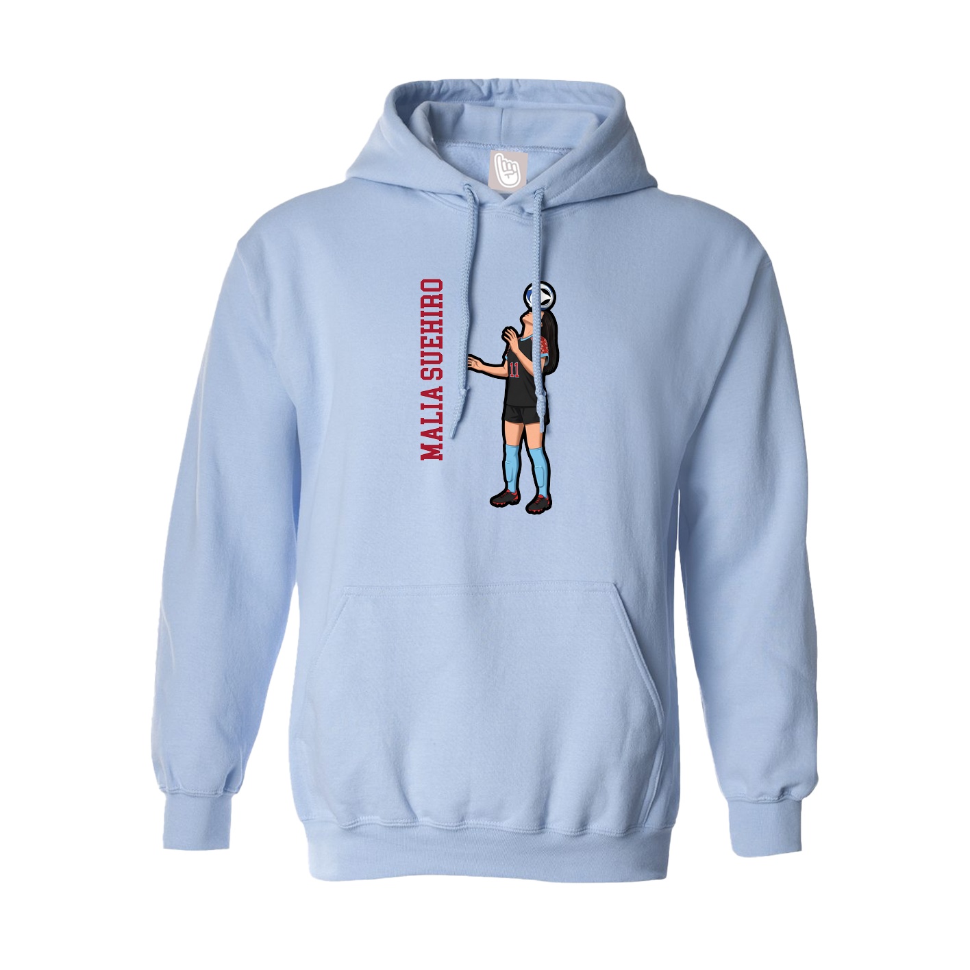 Hoodie — Name Vertical in Light Blue
