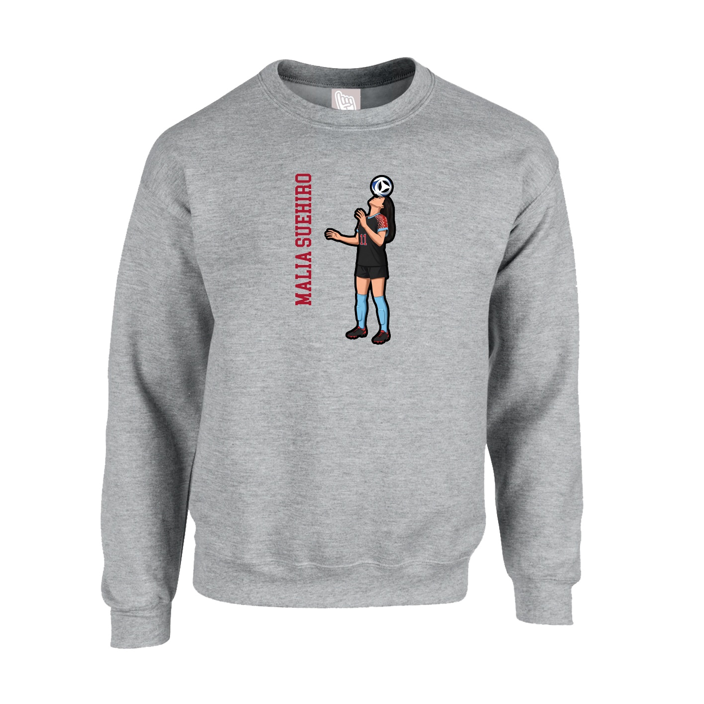 Fleece Crew — Name Vertical in Grey