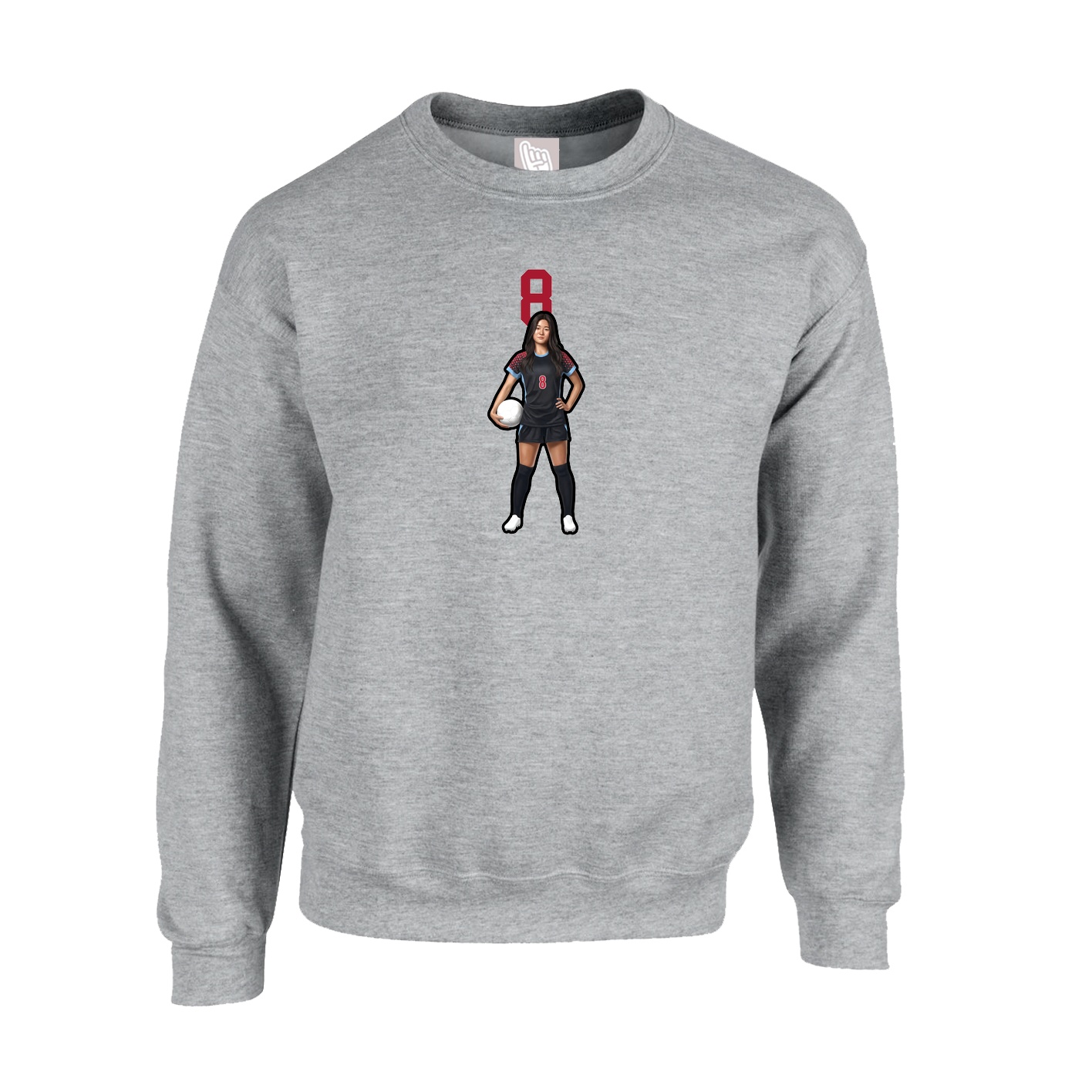 Fleece Crew — Number Top in Grey
