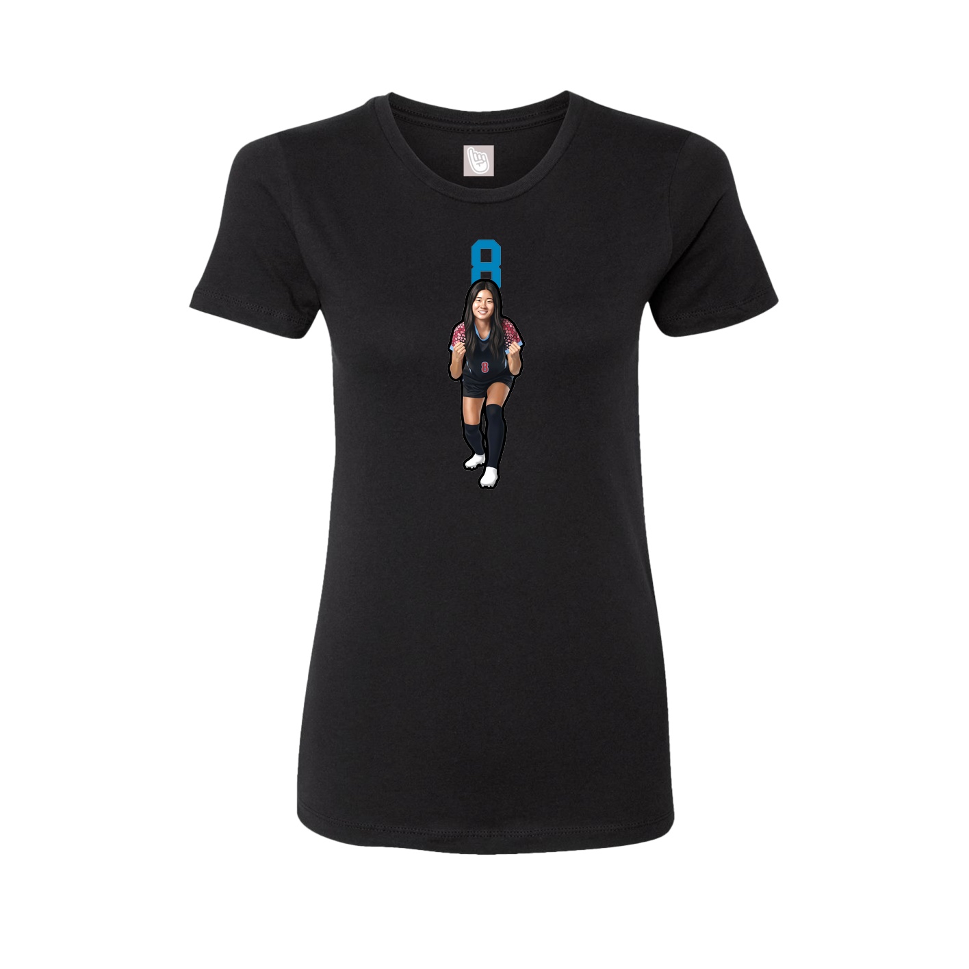Fitted Women's Tee — Number Top in Black